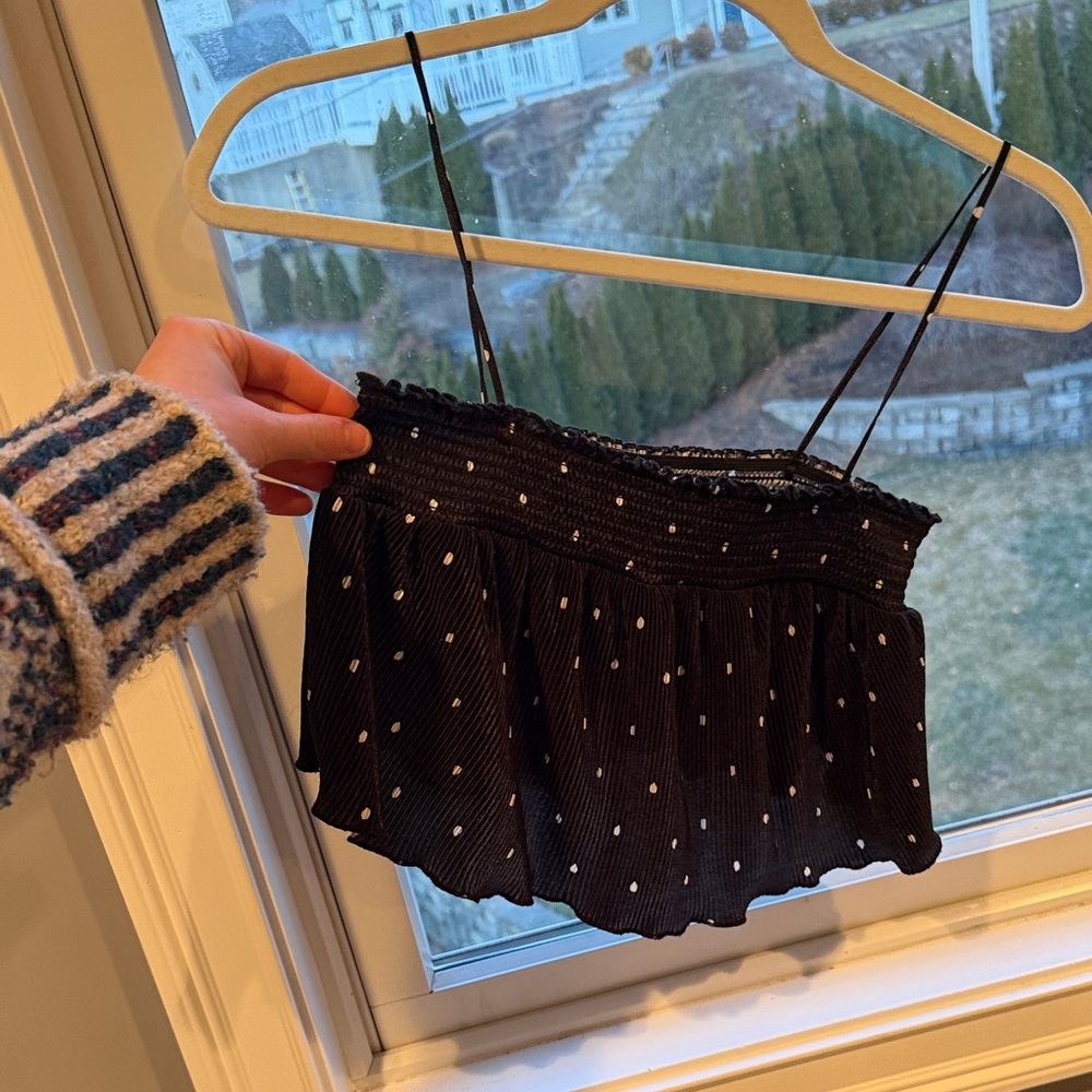 Urban Outfitters Black Polka Dot Crop Top